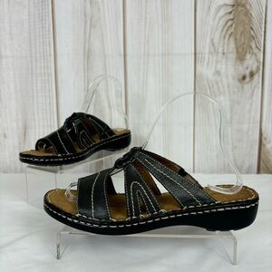 Naturalizer Ceria Sandals Leather Strap Ring Accent Slip On Flats Brown Size 7.5